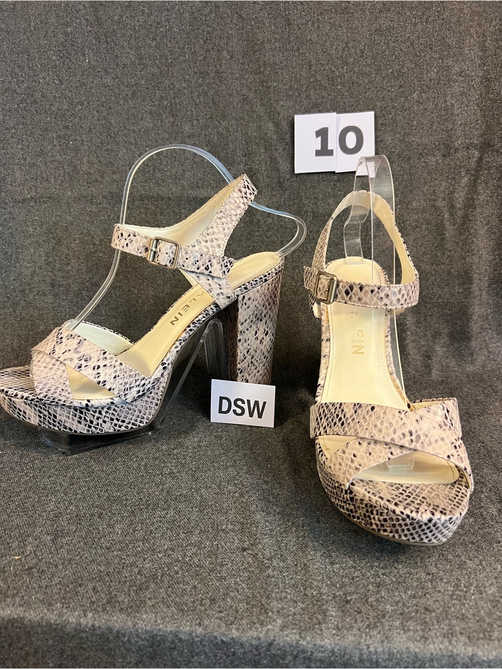 Anne Klein Platform Sandals in Neutral Snakeskin